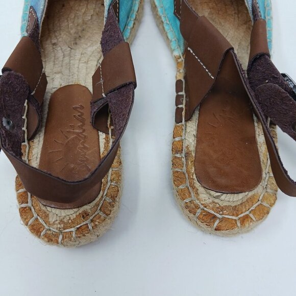 Sundias Espadrille Sandals Floral Canvas Leather Straps Size EU 38 - Picture 5 of 11